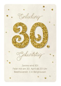 Einladung Geburtstag Glittergold 30