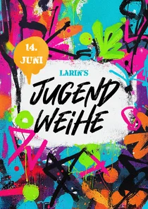 Einladung Jugendweihe Buntes Graffiti