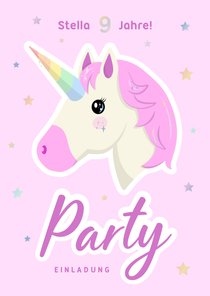 Einladung Kindergeburtstag 9 Jahre Unicorn Emoji