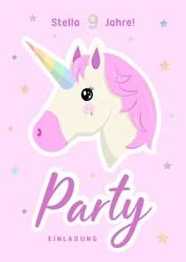 Einladung Kindergeburtstag 9 Jahre Unicorn Emoji