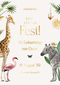 Einladung Kindergeburtstag Dschungeltiere Zoo