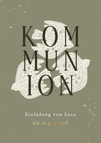 Einladung Kommunionsfeier drei Tauben