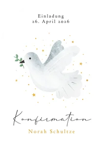 Einladung Konfirmation Bogenform Taube mit Zweig
