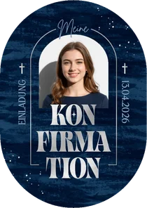 Einladung Konfirmationsfeier Foto dunkelblaue Pinselstriche
