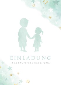 Einladung Taufe großer Bruder & kleine Schwester