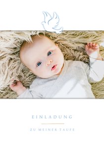 Einladung Taufkarte eigenes Foto blaue Taube