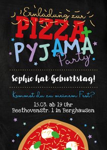 Einladung Übernachtungsparty Pizza & Pyjama 12. Geburtstag