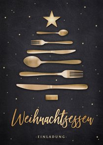 Einladung Weihnachtsessen Besteck-Weihnachtsbaum