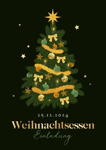 Einladung Weihnachtsessen nostalgischer Tannenbaum