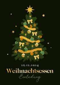 Einladung Weihnachtsessen nostalgischer Tannenbaum