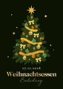 Einladung Weihnachtsessen nostalgischer Tannenbaum