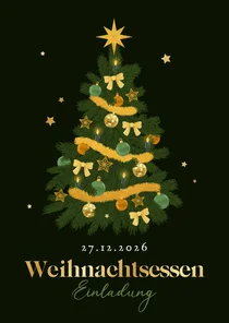 Einladung Weihnachtsessen nostalgischer Tannenbaum