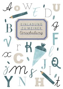 Einladung zu meiner Einschulung ABC in Blau