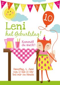 Einladung zum 10. Kindergeburtstag Summergirl