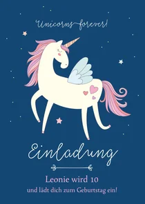 Einladung zum 10. Kindergeburtstag Unicorns forever
