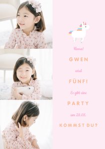 Einladung zum 5. Kindergeburtstag Little Unicorn