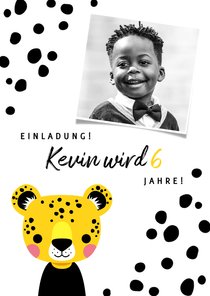 Einladung zum 6. Kindergeburtstag Leopard und Foto