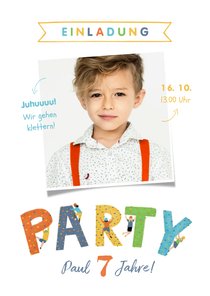 Einladung zum 7. Kindergeburtstag Foto Kletterparty