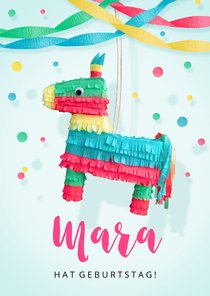 Einladung zum 7. Kindergeburtstag Pferde-Piñata rosa