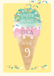 Einladung zum 9. Kindergeburtstag Eiscreme