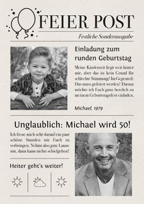 Einladung zum Geburtstag Zeitung mit Fotos