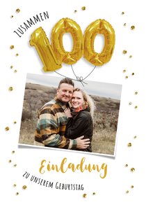 Einladung zum gemeinsamen Geburtstag 100 Ballons