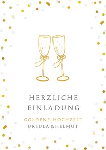 Einladung zum Hochzeitsjubiläum Gläser & Goldlook