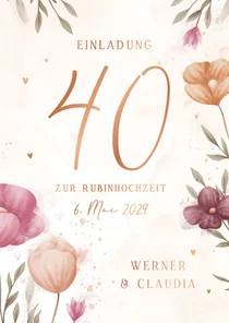 Einladung zum Hochzeitsjubiläum Wiesenblumen