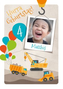 Einladung zum Kindergeburtstag Baustelle 4 Jahre