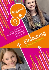 Einladung zum Klettern pink-orange mit Fotos