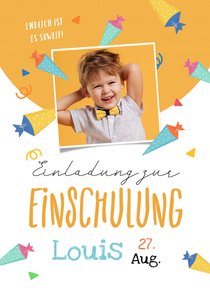 Einladung zum Schulanfang Foto und Schultüten