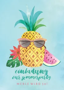 Einladung zum Sommergeburtstag Coole Ananas