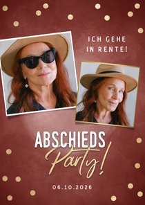 Einladung zur Abschiedsparty Fotocollage rostrot