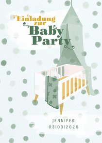 Einladung zur Babyparty Bettchen Junge