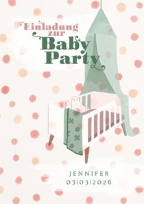 Einladung zur Babyparty Bettchen Mädchen