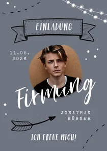 Einladung zur Firmung Foto und Scribble grau