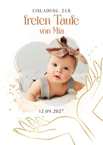 Einladung zur freien Taufe Foto & Hände