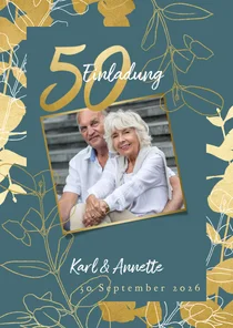 Einladung zur goldenen Hochzeit Goldzweige Foto
