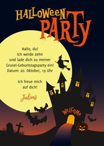 Einladung zur Halloween-Party für Kinder Geisterhaus 