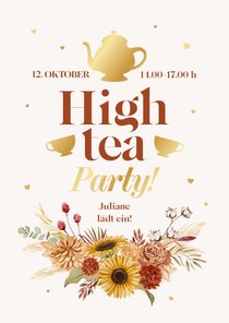 Einladung zur High-Tea-Party Sommerblumen