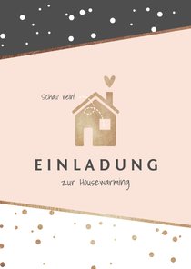 Einladung zur Housewarming-Party Haus mit Herz rosa