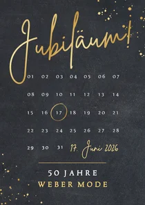 Einladung zur Jubiläumsfeier mit Kalender