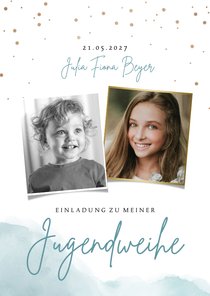 Einladung zur Jugendweihe Aquarell und Fotos