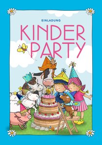 Einladung zur Kinderparty 'Fien & Teun' Tiere mit Torte