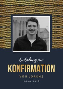 Einladung zur Konfirmation Foto Goldlook grafisch