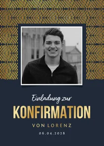 Einladung zur Konfirmation Foto Goldlook grafisch