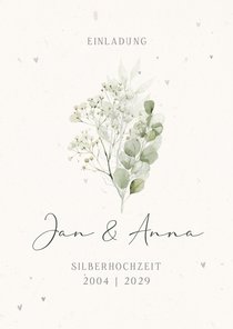 Einladung zur Silberhochzeit Trockenblumen