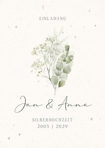 Einladung zur Silberhochzeit Trockenblumen