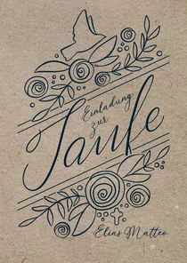 Einladung zur Taufe Rosen und Lettering