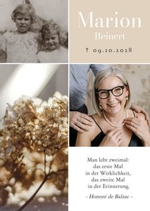 Einladung zur Trauerfeier beige Fotocollage